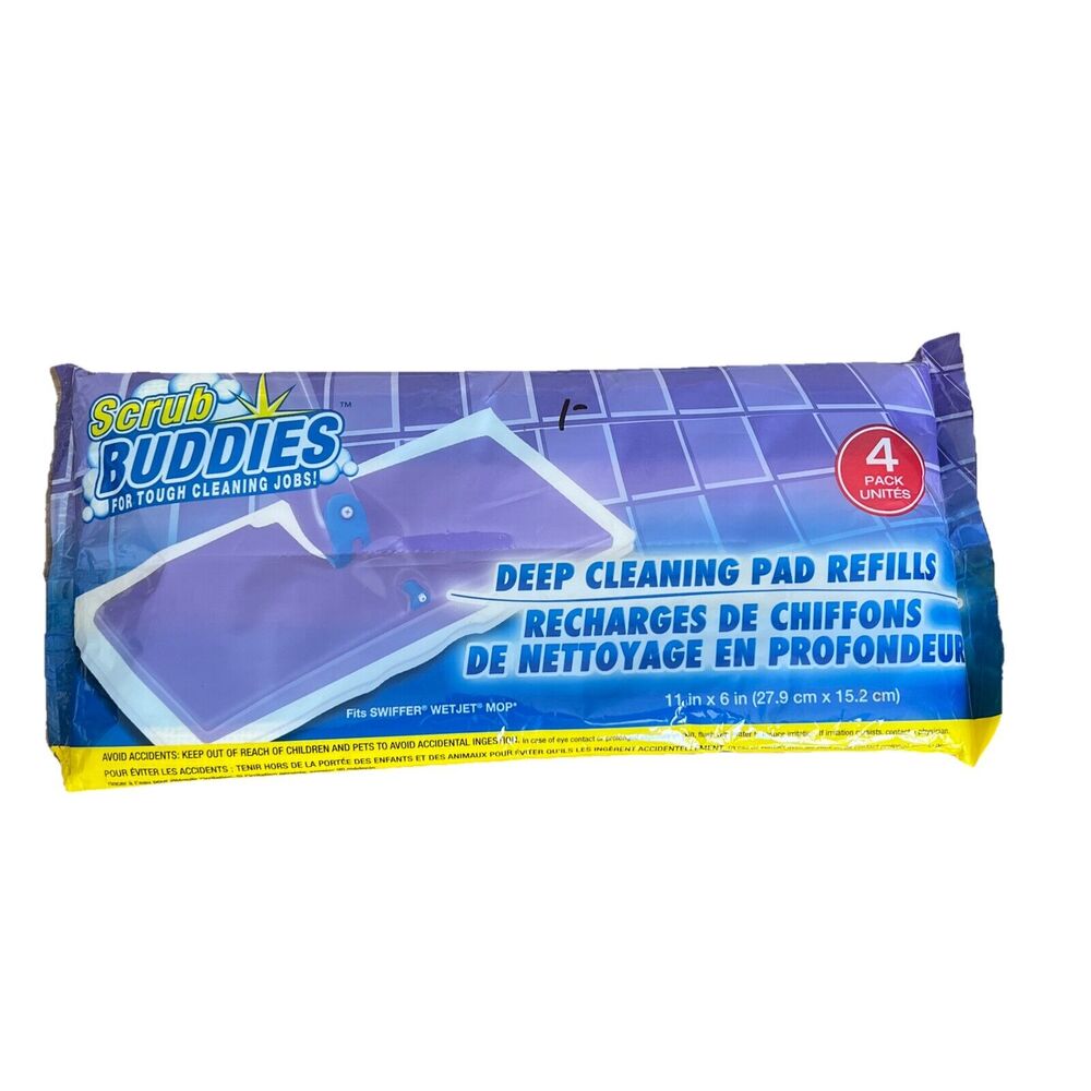 SCRUB BUDDIES DEEP CLEANING PAD REFILLS, SWIFFER, WETJET SWEEPER, MOP 4-count